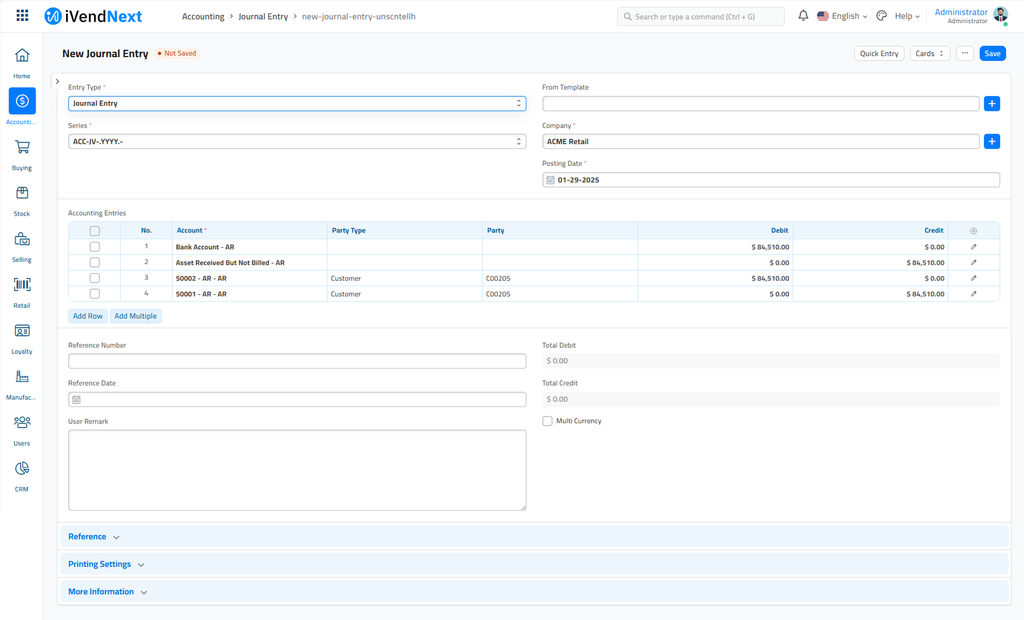 Journal Entry - Loan