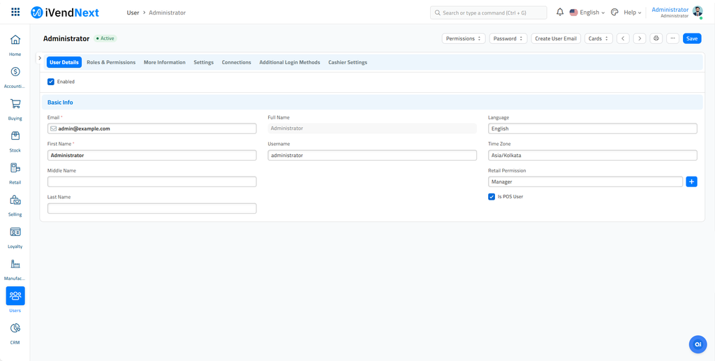 My Settings User Details Set Language