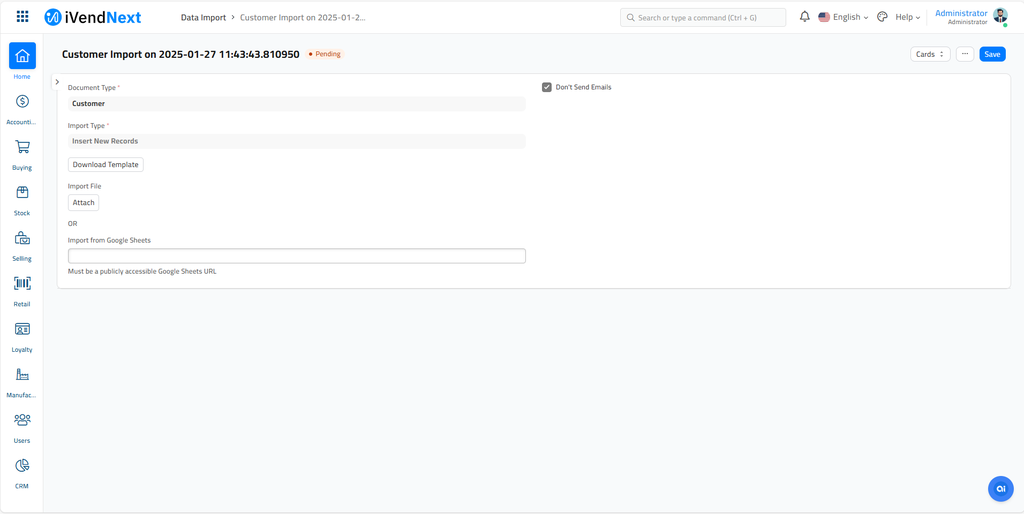 New Data Import - Customer