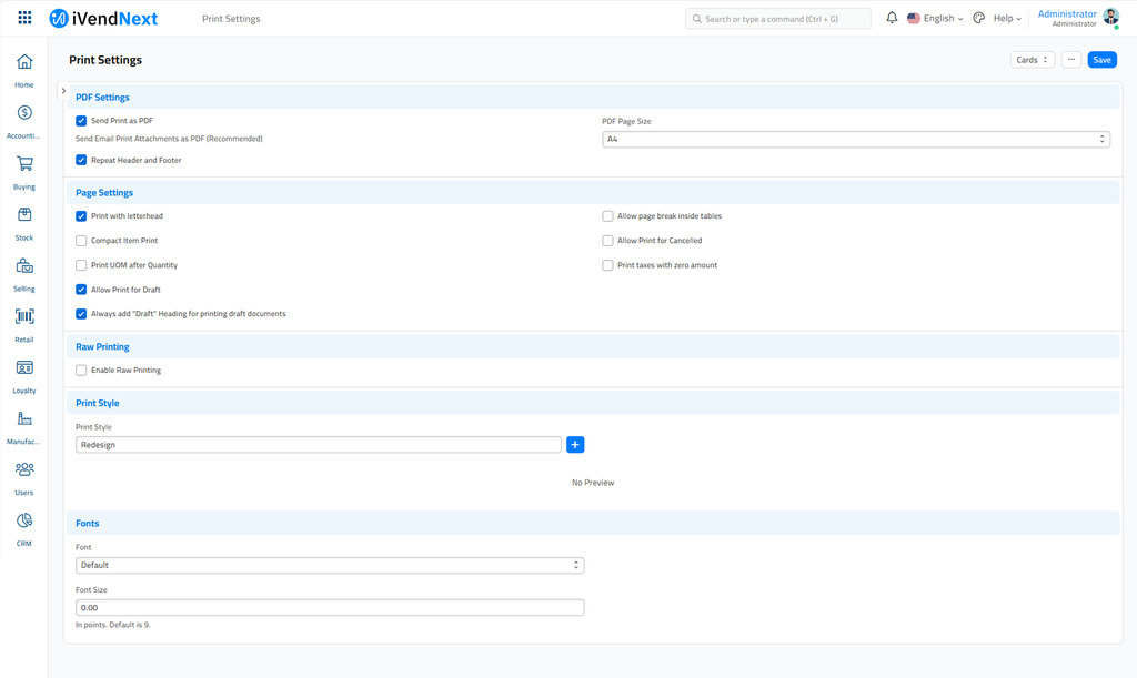 Print Settings - Compact Item