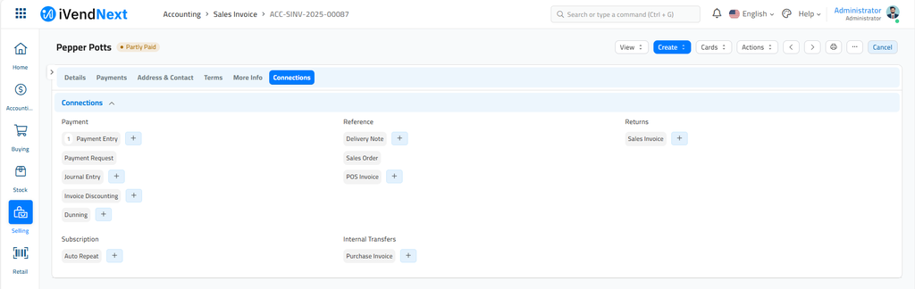 Sales Invoice - Connections